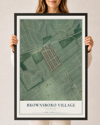 Map of Brownsboro Village, Kentucky, 24 x 36 inch print in a black wood frame