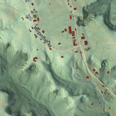 Second close-up of the map of Brownsville, Kentucky print showing more streets and buildings