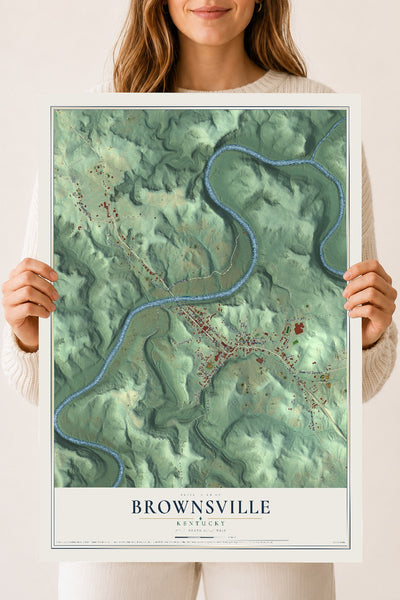 Map of Brownsville, Kentucky, 18 x 24 inch unframed archival matte print