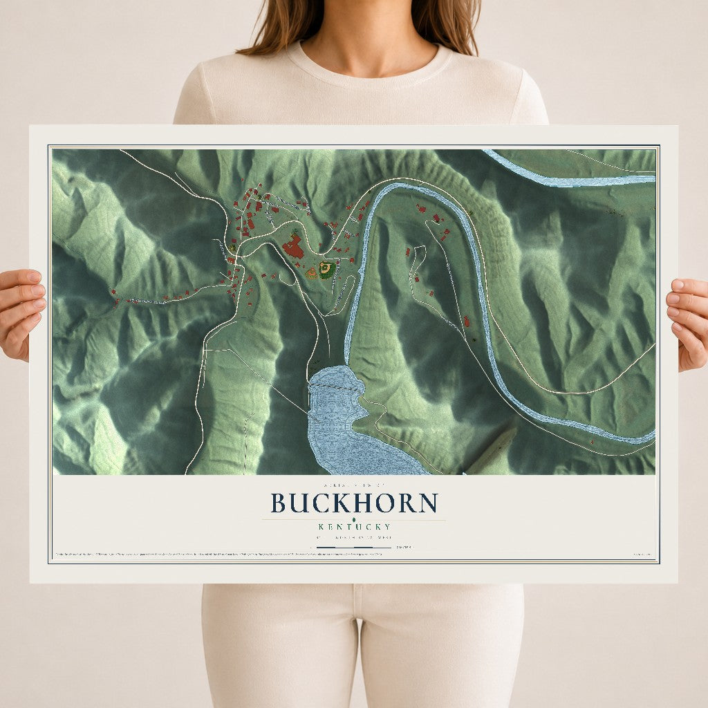 Map of Buckhorn, Kentucky, 18 x 24 inch unframed archival matte print