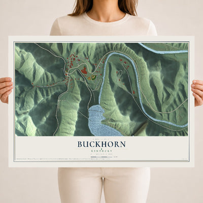 Map of Buckhorn, Kentucky, 18 x 24 inch unframed archival matte print