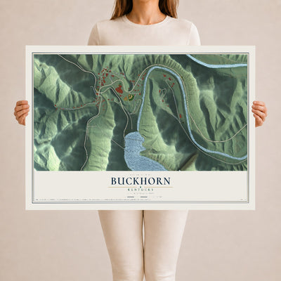 Map of Buckhorn, Kentucky, 24 x 36 inch unframed archival matte print