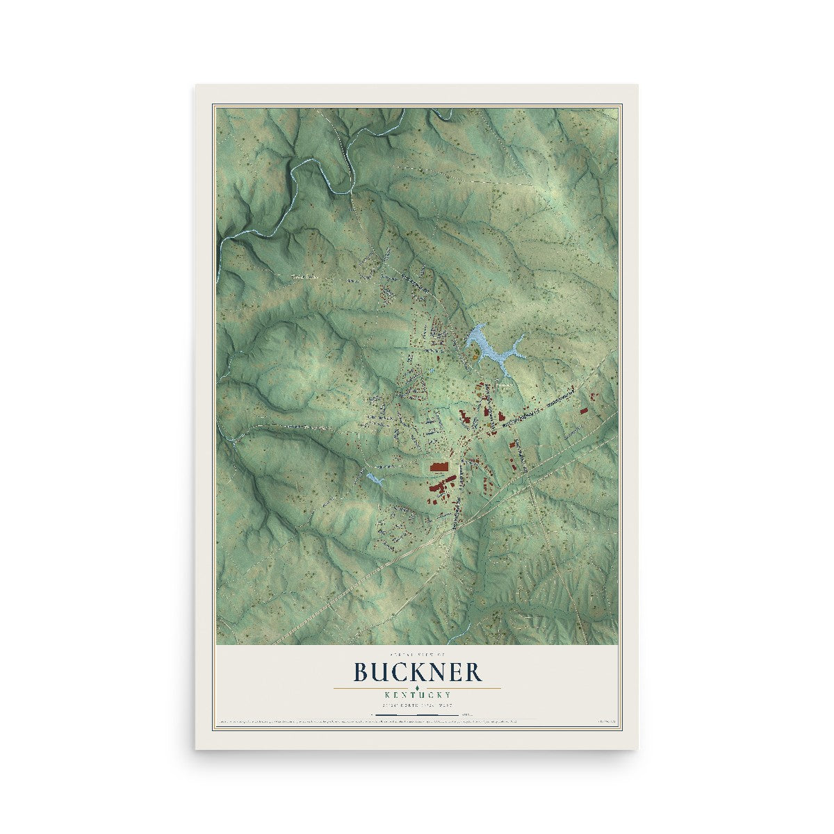 Map of Buckner, Kentucky, 12 x 18 inch unframed archival matte print
