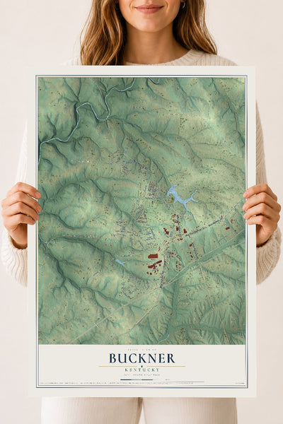 Map of Buckner, Kentucky, 18 x 24 inch unframed archival matte print