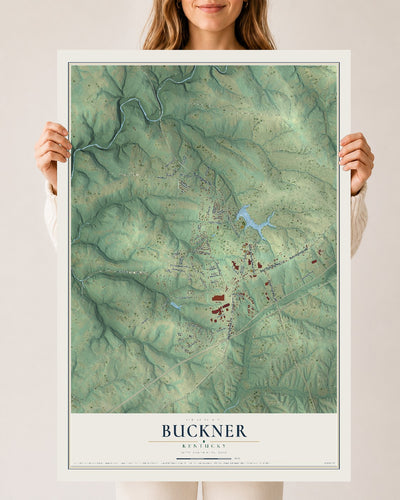 Map of Buckner, Kentucky, 24 x 36 inch unframed archival matte print