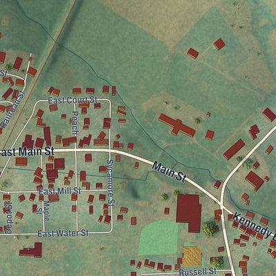 Second close-up of the map of Burgin, Kentucky print showing more streets and buildings