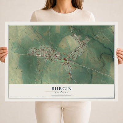 Map of Burgin, Kentucky, 18 x 24 inch unframed archival matte print