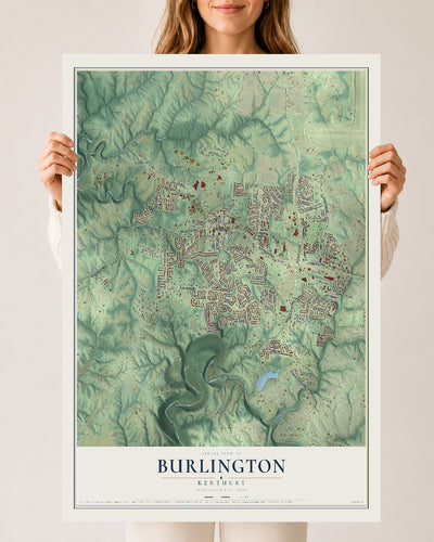 Map of Burlington, Kentucky, 24 x 36 inch unframed archival matte print