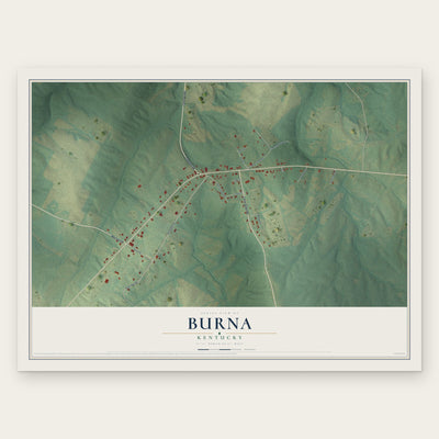 Burna, Kentucky map print, the full design