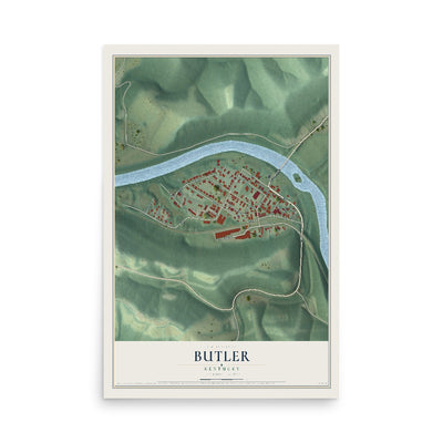 Map of Butler, Kentucky, 12 x 18 inch unframed archival matte print