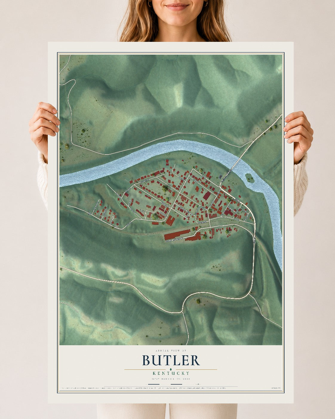 Map of Butler, Kentucky, 24 x 36 inch unframed archival matte print