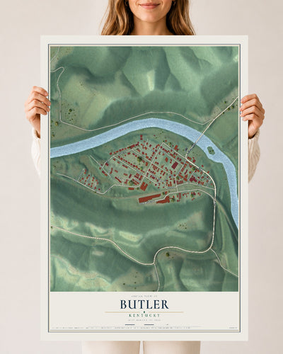 Map of Butler, Kentucky, 24 x 36 inch unframed archival matte print