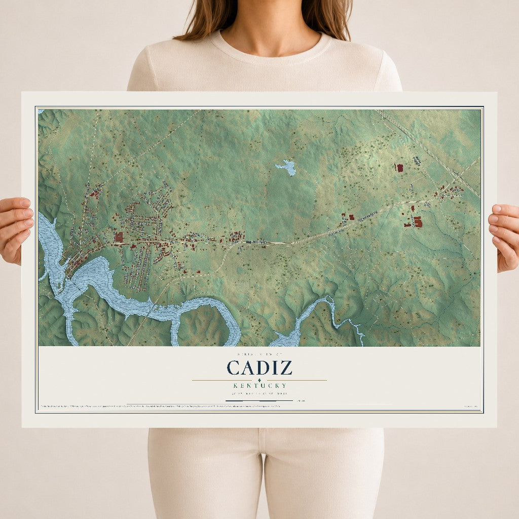 Map of Cadiz, Kentucky, 18 x 24 inch unframed archival matte print