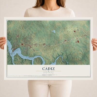 Map of Cadiz, Kentucky, 18 x 24 inch unframed archival matte print
