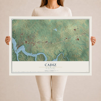 Map of Cadiz, Kentucky, 24 x 36 inch unframed archival matte print