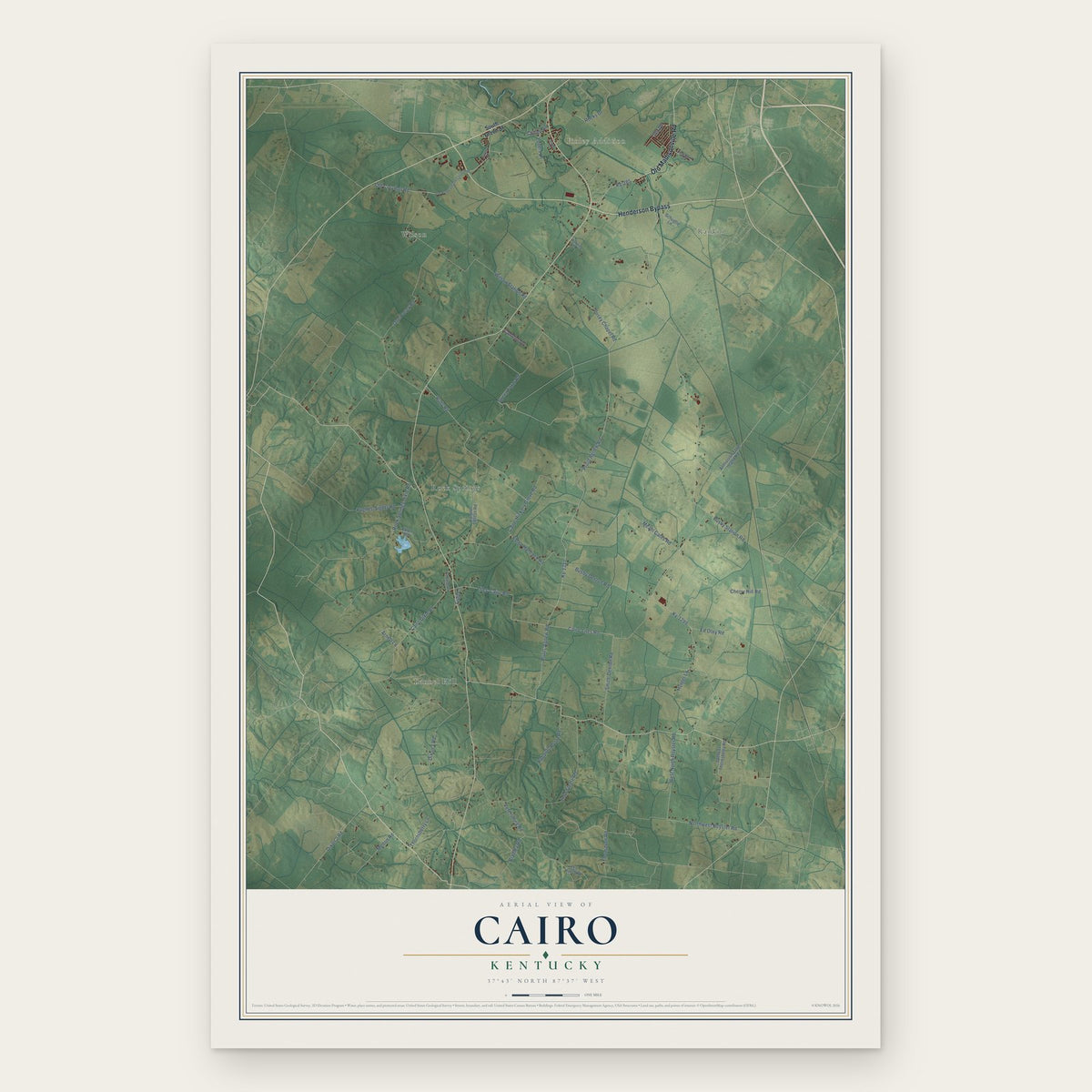 Cairo, Kentucky map print, the full design