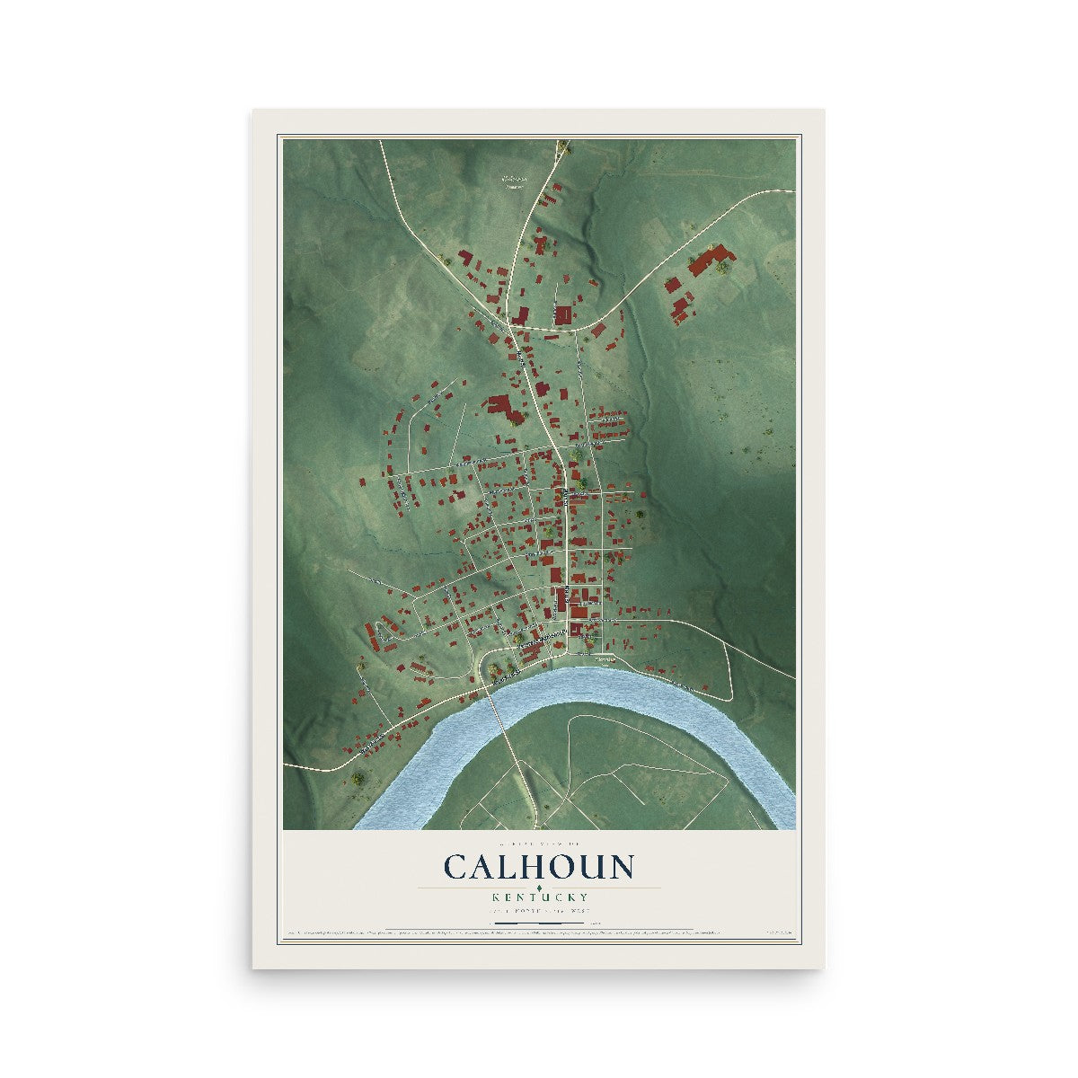 Map of Calhoun, Kentucky, 12 x 18 inch unframed archival matte print