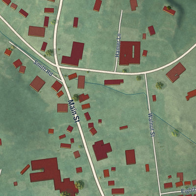 Second close-up of the map of Calhoun, Kentucky print showing more streets and buildings