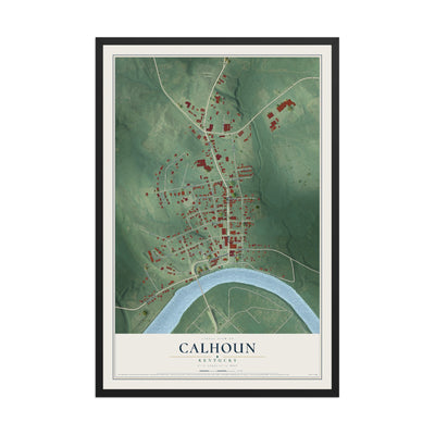 Map of Calhoun, Kentucky, 12 x 18 inch print in a black wood frame