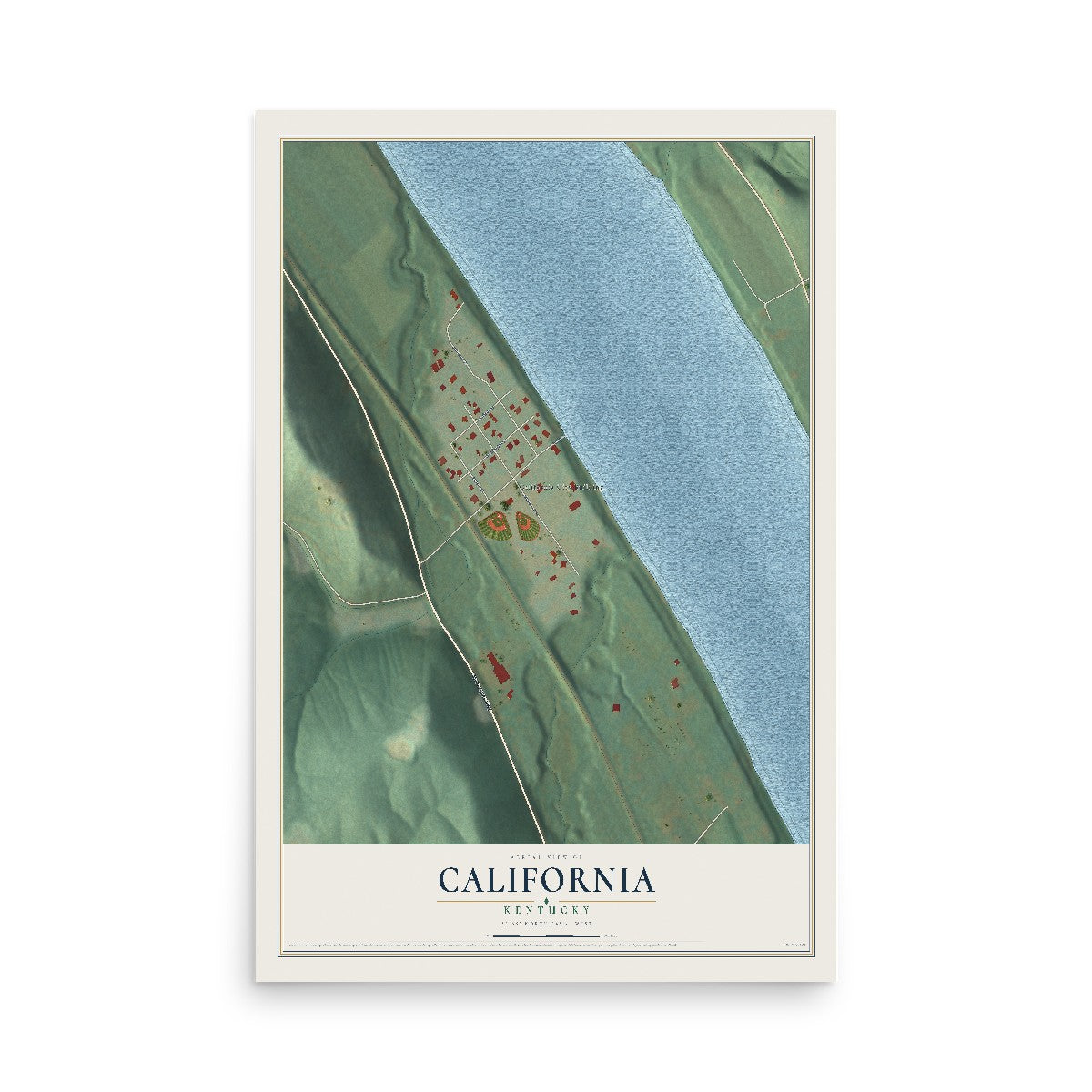 Map of California, Kentucky, 12 x 18 inch unframed archival matte print