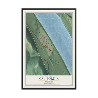 Map of California, Kentucky, 12 x 18 inch print in a black wood frame