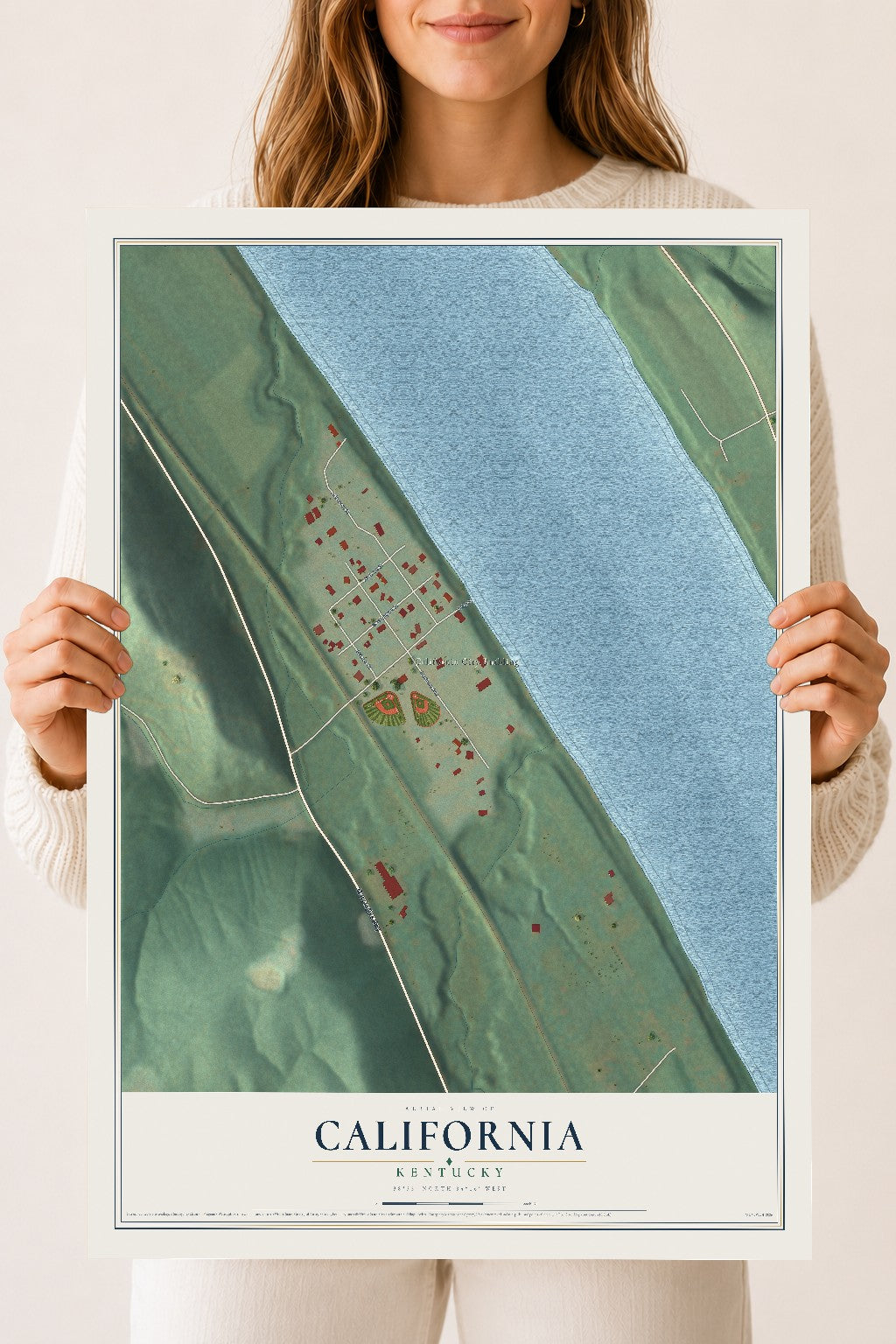 Map of California, Kentucky, 18 x 24 inch unframed archival matte print