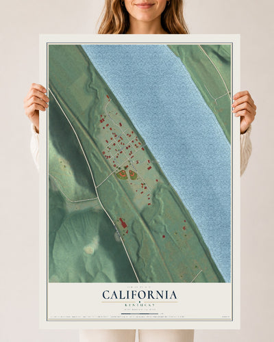 Map of California, Kentucky, 24 x 36 inch unframed archival matte print
