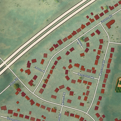 Close-up of the map of Calumet, Kentucky print showing street and building detail
