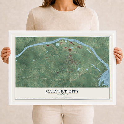 Map of Calvert City, Kentucky, 12 x 18 inch print in a white wood frame