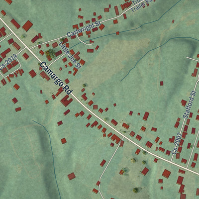 Close-up of the map of Camargo, Kentucky print showing street and building detail