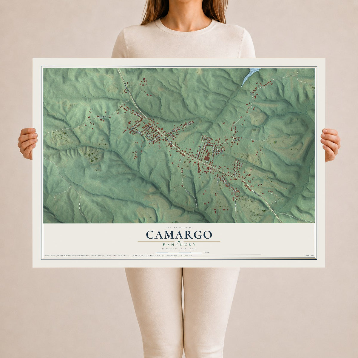 Map of Camargo, Kentucky, 24 x 36 inch unframed archival matte print
