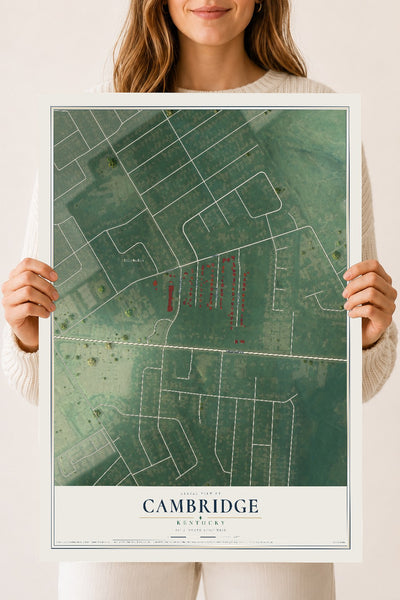 Map of Cambridge, Kentucky, 18 x 24 inch unframed archival matte print