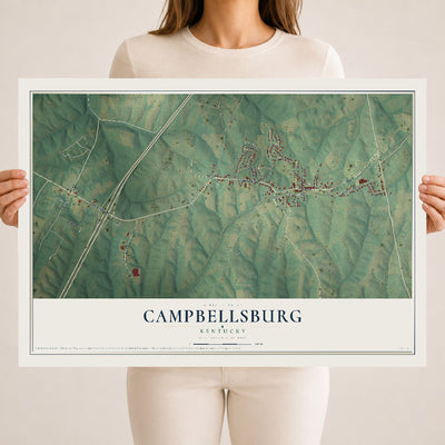 Map of Campbellsburg, Kentucky, 18 x 24 inch unframed archival matte print