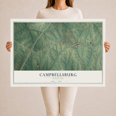 Map of Campbellsburg, Kentucky, 24 x 36 inch unframed archival matte print