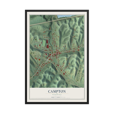Map of Campton, Kentucky, 12 x 18 inch print in a black wood frame