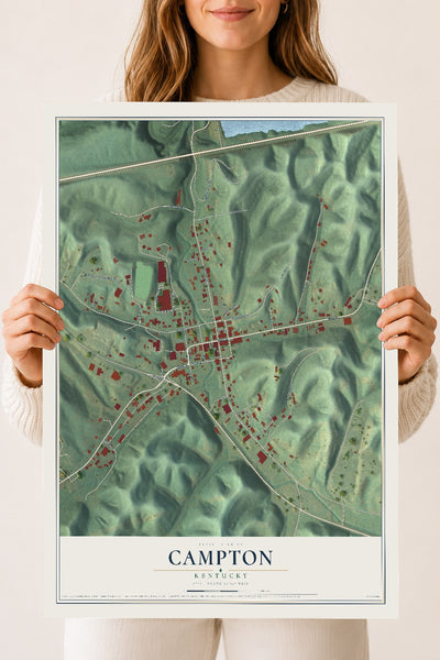 Map of Campton, Kentucky, 18 x 24 inch unframed archival matte print