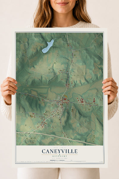 Map of Caneyville, Kentucky, 18 x 24 inch unframed archival matte print