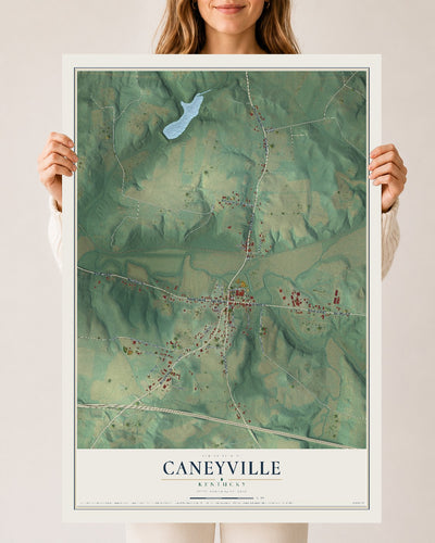 Map of Caneyville, Kentucky, 24 x 36 inch unframed archival matte print