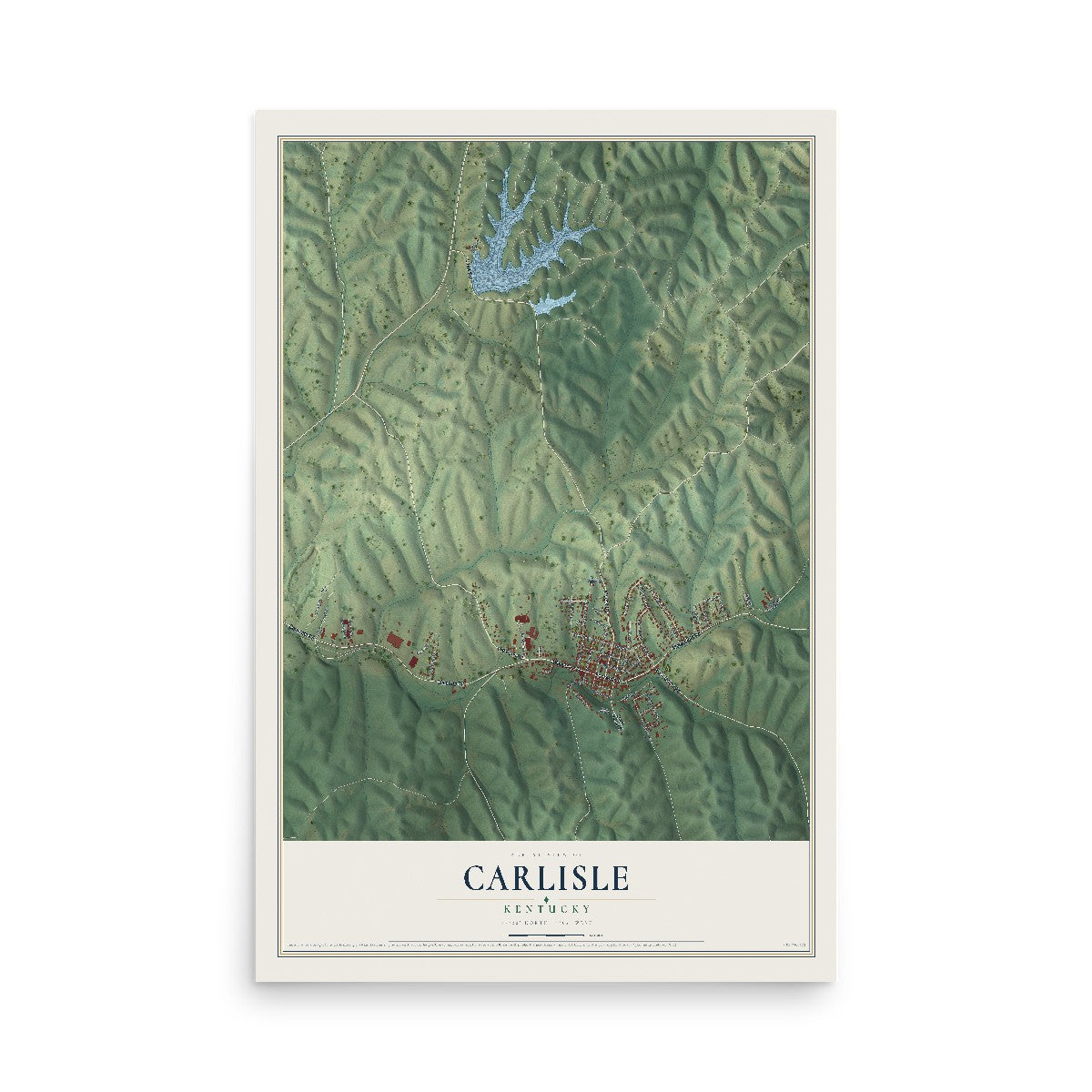Map of Carlisle, Kentucky, 12 x 18 inch unframed archival matte print