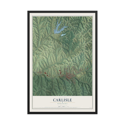 Map of Carlisle, Kentucky, 12 x 18 inch print in a black wood frame