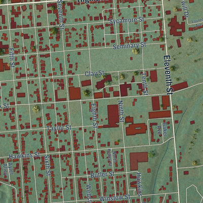 Close-up of the map of Carrollton, Kentucky print showing street and building detail