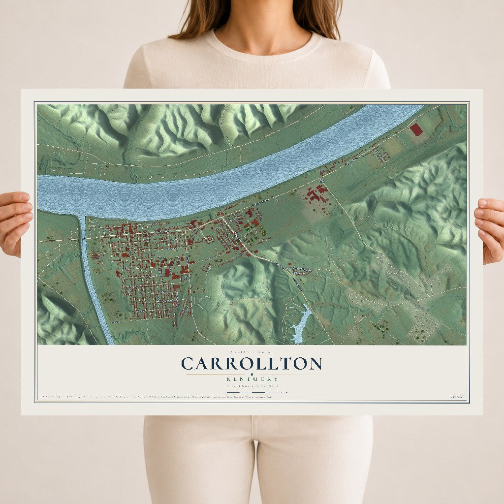 Map of Carrollton, Kentucky, 18 x 24 inch unframed archival matte print