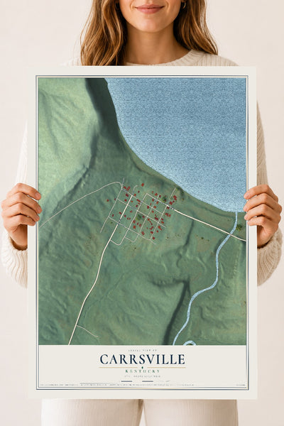 Map of Carrsville, Kentucky, 18 x 24 inch unframed archival matte print