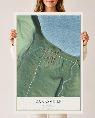 Map of Carrsville, Kentucky, 24 x 36 inch unframed archival matte print
