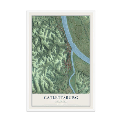 Map of Catlettsburg, Kentucky, 12 x 18 inch print in a white wood frame