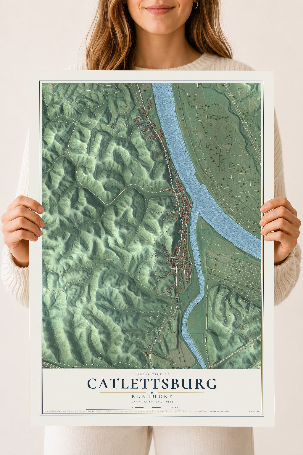 Map of Catlettsburg, Kentucky, 18 x 24 inch unframed archival matte print