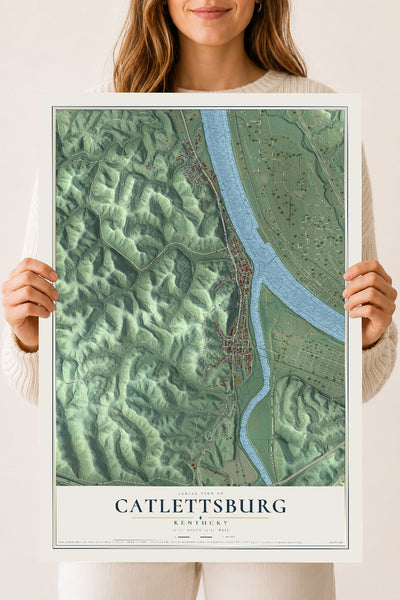 Map of Catlettsburg, Kentucky, 18 x 24 inch unframed archival matte print