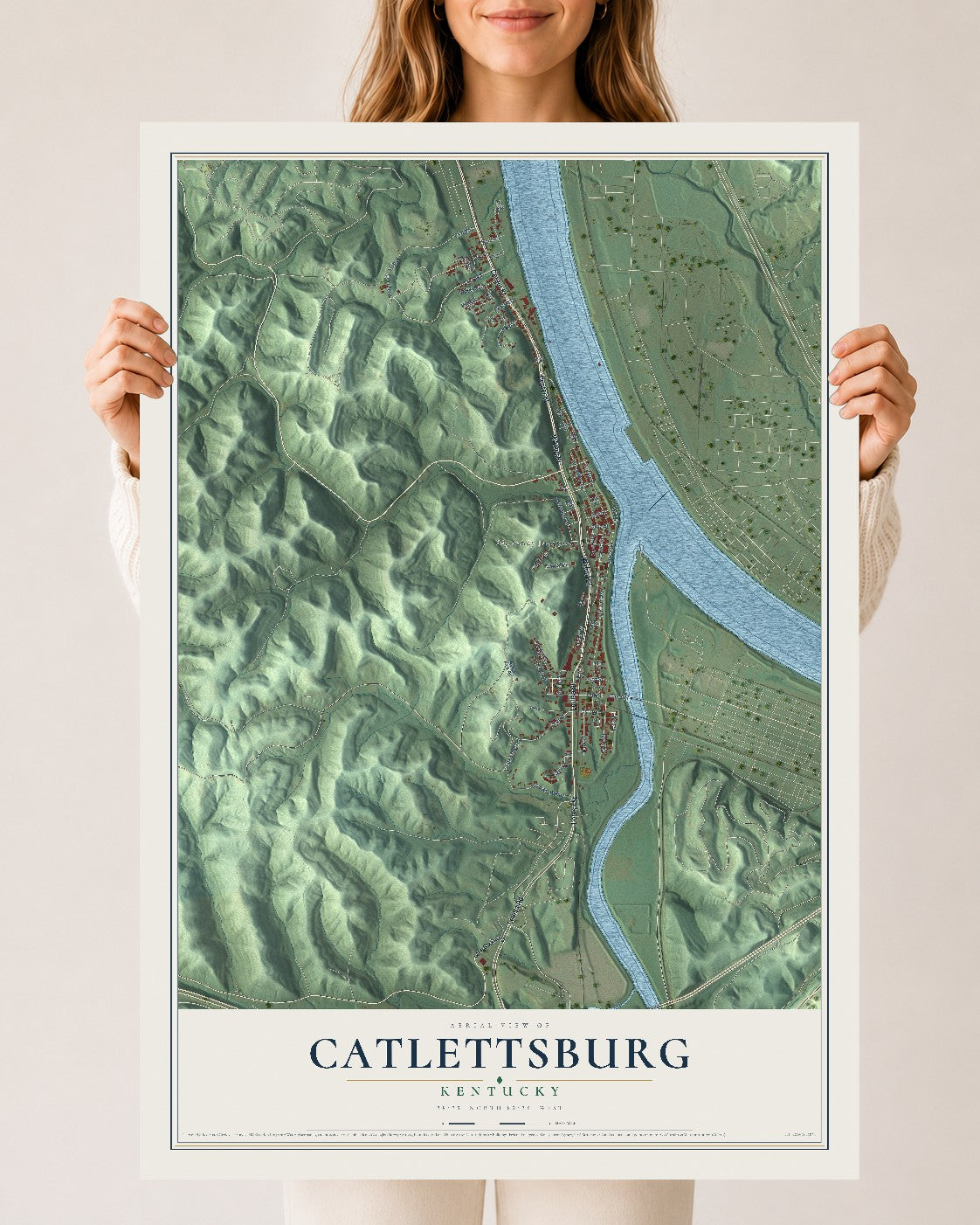 Map of Catlettsburg, Kentucky, 24 x 36 inch unframed archival matte print