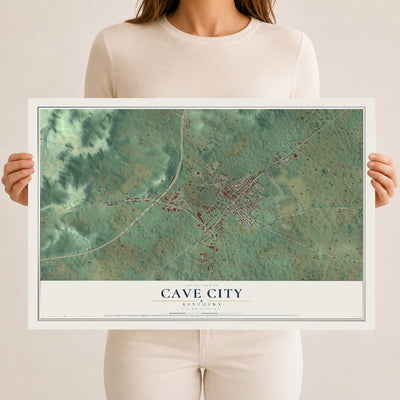 Map of Cave City, Kentucky, 12 x 18 inch unframed archival matte print