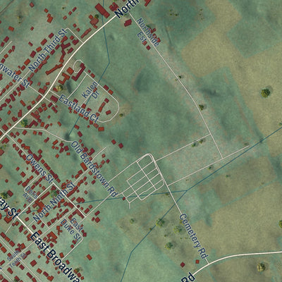 Second close-up of the map of Cave City, Kentucky print showing more streets and buildings